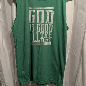 A9 Muscle Tee Green Sleeveless Graphic Tee